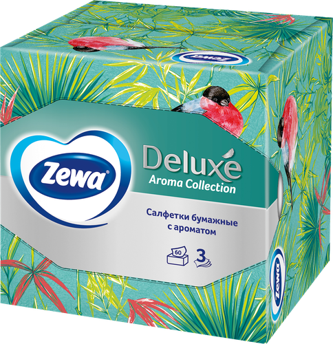 Салфетки бумажные ZEWA Deluxe Арома коллекция, 3-слоя, в коробке, 60шт, изображение