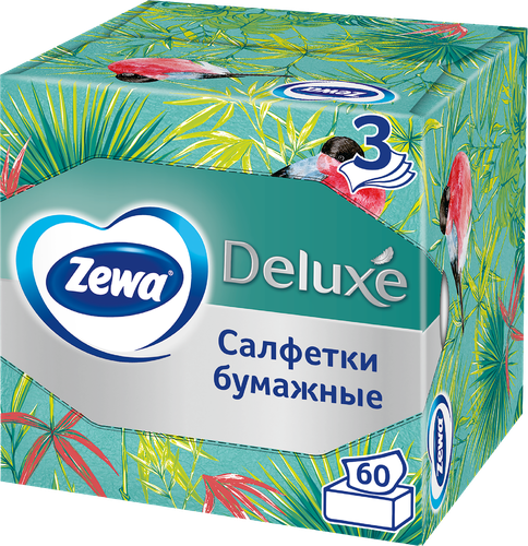 Салфетки бумажные ZEWA Deluxe Арома коллекция, 3-слоя, в коробке, 60шт, картинка