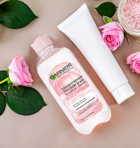 Вода мицеллярная для лица GARNIER Розовая вода Очищение+Сияние, для тусклой и чувствительной кожи, 400мл, фото