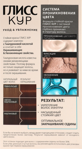 Краска для волос ГЛИСС КУР Уход&Увлажнение 6–68 Шоколадный каштановый, 165мл, вид