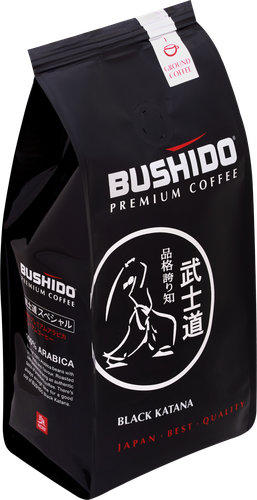 Кофе молотый BUSHIDO Black Katana, 227г, крупный план