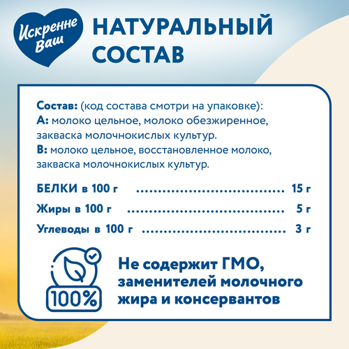 Творог ИСКРЕННЕ ВАШ 5%, без змж, 180г, картинка