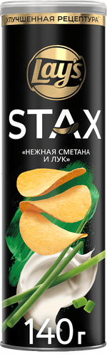 Чипсы картофельные LAY'S Stax Нежная сметана и лук, 140г, детальное фото