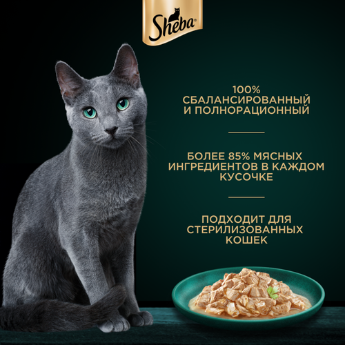 Корм консервированный для взрослых кошек SHEBA Craft Collection Курица в соусе, сочные слайсы, 75г, детальное фото