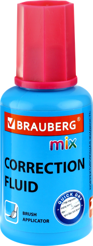 Жидкость корректирующая BRAUBERG Mix быстросохнущая, с кисточкой Арт. 229074, 20мл, картинка