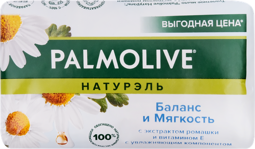 Туалетное мыло PALMOLIVE Натурэль Баланс и мягкость с экстрактом ромашки и витамином Е, 150г, детальное фото