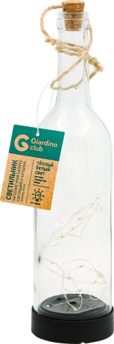 Светильник на солнечной батарее GIARDINO CLUB светящаяся бутылка 7,7х7,7х31см, Арт. 783393, крупный план