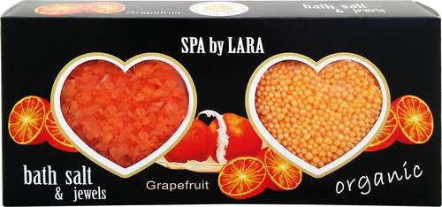 Набор подарочный женский SPA BY LARA Грейпфрут: Соль для ванн, 160г + Жемчужины увлажняющие для ванн, 100г, фото