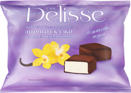 Конфеты DELISSE Птичьи сказки, глазированные, с суфлейной начинкой, 200г, фото