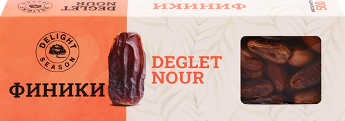 Финики сушеные с косточкой DELIGHT SEASON стандартные, сорт Деглет-Нур, 
500г, картинка