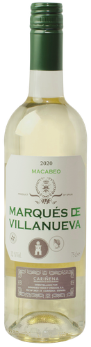 Вино MARQUES DE VILLANUEVA Макабео Кариньена ординарное сортовое белое сухое, 0.75л, фото