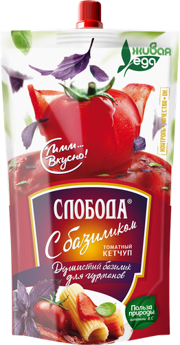 Кетчуп СЛОБОДА С базиликом, 320г, крупный план