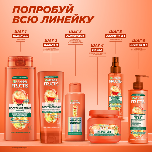 Шампунь для волос для поврежденных волос FRUCTIS SOS Восстановление укрепляющий, 700мл, детальное фото