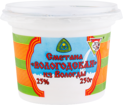 Сметана ИЗ ВОЛОГДЫ Вологодская 25%, без змж, 250г, крупный план