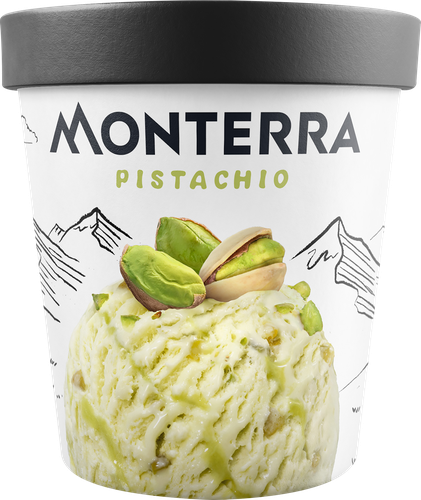 Мороженое MONTERRA Фисташковое 13%, без змж, картонный стакан, 287г, картинка