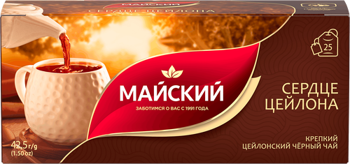 Чай черный МАЙСКИЙ Сердце цейлона, 25пак, картинка