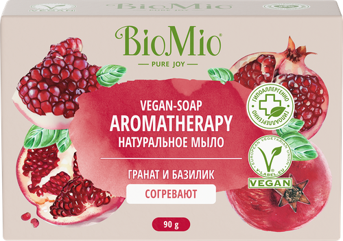 Мыло туалетное BIOMIO Aromatherapy Гранат и базилик натуральное, 90г, детальное фото
