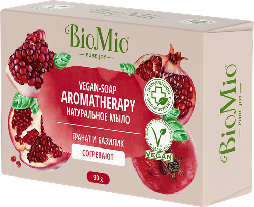 Мыло туалетное BIOMIO Aromatherapy Гранат и базилик натуральное, 90г, фотография