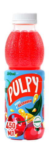 Напиток сокосодержащий ДОБРЫЙ Pulpy Яблоко, черноплодная рябина, вишня, 0.45л, фотография