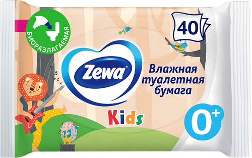 Бумага туалетная&nbsp;влажная детская ZEWA Kids без аромата, 40шт, вид