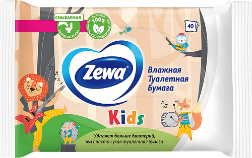 Бумага туалетная&nbsp;влажная детская ZEWA Kids без аромата, 40шт, вид