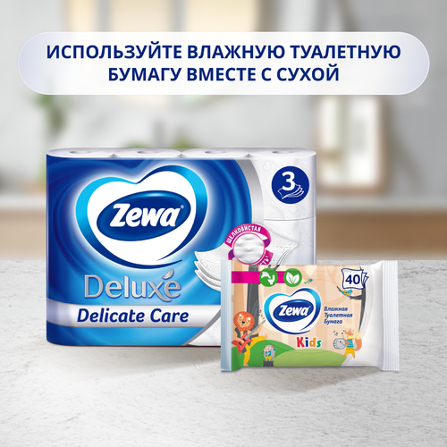 Бумага туалетная&nbsp;влажная детская ZEWA Kids без аромата, 40шт, детальное фото