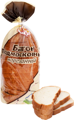 Батон НИЖЕГОРОДСКИЙ ХЛЕБ Подмосковный, высший сорт, в нарезке, 400г, вид