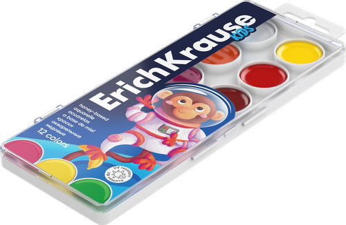 Акварель медовая ERICHKRAUSE Kids space Animals, 12 цветов, Арт. 61360, детальное фото