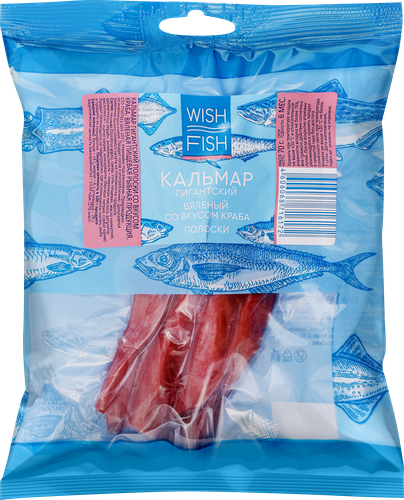 Кальмар WISH FISH со вкусом краба, полоски, 70г, вид