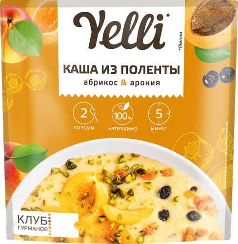 Каша из поленты YELLI Абрикос-арония, 60г, фото