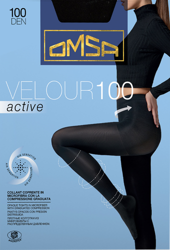 Колготки женские OMSA Velour Active 100 den nero 2, крупный план