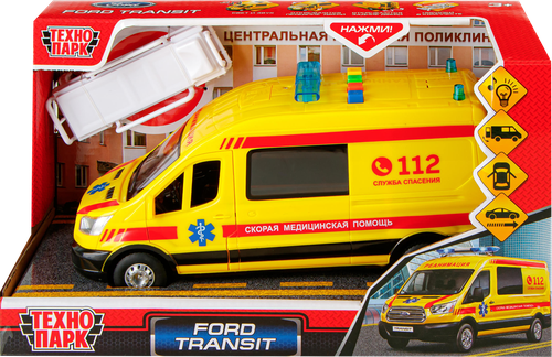 Машина ТЕХНОПАРК Ford Transit, пластик 22,5см, со световыми и звуковыми эффектами, в ассортименте, изображение