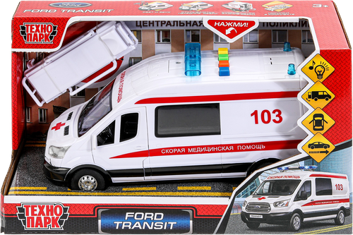 Машина ТЕХНОПАРК Ford Transit, пластик 22,5см, со световыми и звуковыми эффектами, в ассортименте, детальное фото