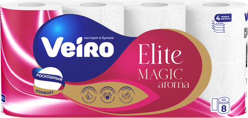 Бумага туалетная VEIRO Elite Extra 4-слоя, 8шт, крупный план