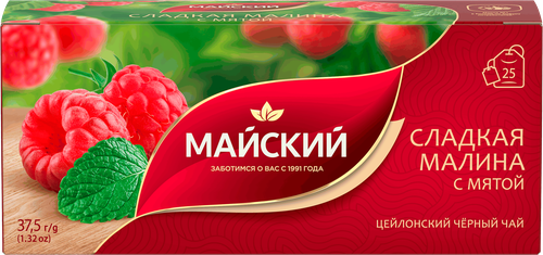 Чай черный МАЙСКИЙ Сладкая малина с мятой, 25пак, детальное фото