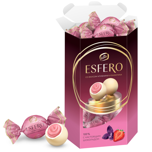 Конфеты ESFERO из белого шоколада, со вкусом клубники и базилика, 186г, изображение