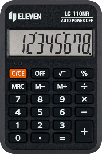 Калькулятор карманный ELEVEN LC-110NR, 8 разрядов, 5,8х8,8х1,1см, черный, крупный план