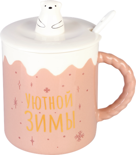 Кружка HOMECLUB Arctica, с ложкой, керамика, 400мл, Арт. KV24860, изображение
