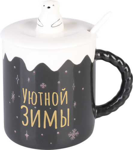 Кружка HOMECLUB Arctica, с ложкой, керамика, 400мл, Арт. KV24860, изображение