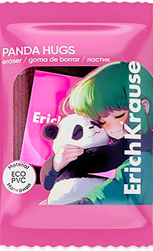 Ластик ERICHKRAUSE Panda Hugs, супермягкий квадратной формы, крупный план