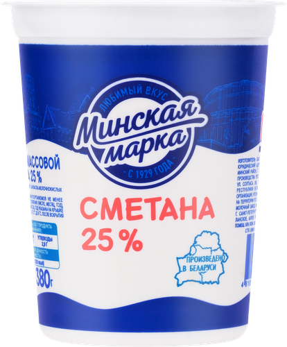 Сметана МИНСКАЯ МАРКА 25%, без змж, 380г, изображение