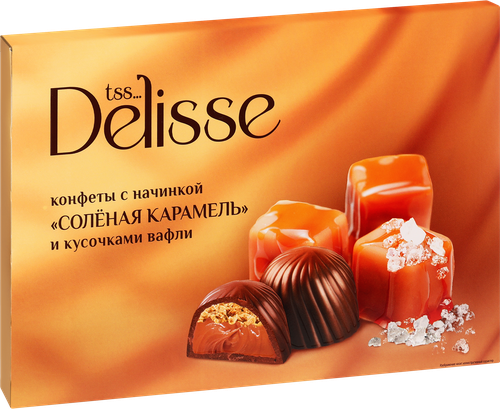 Набор конфет DELISSE с начинкой соленая карамель с вафлей, 155г, картинка