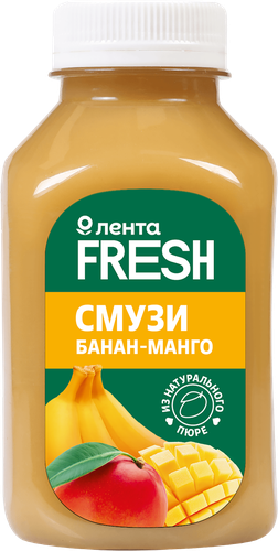 Напиток Смузи банан‑манго безалкогольный ЛЕНТА FRESH, 300мл, детальное фото