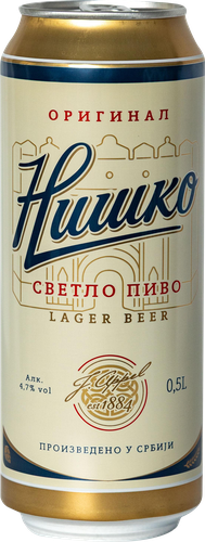 Пиво светлое NISKO Lager фильтрованное пастеризованное 4,7%, 0.5л, крупный план