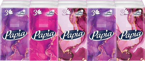 Платочки носовые PAPIA 3-слоя, 10шт, вид