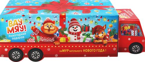 Подарок новогодний ВАУ МЯУ! в форме машинки, 785г, вид