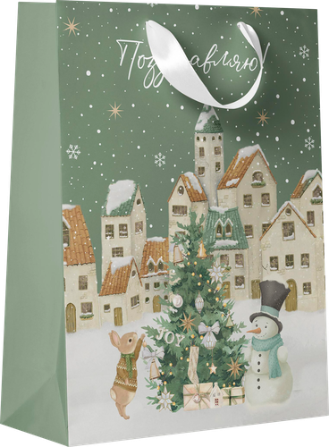 Пакет подарочный CITY HOME TRADE Christmas Woodland 41х31х10см, картинка