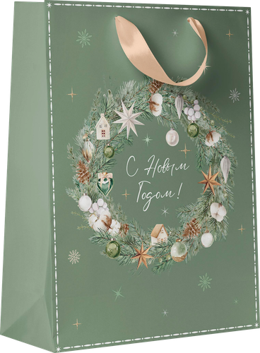Пакет подарочный CITY HOME TRADE Christmas Woodland 41х31х10см, картинка