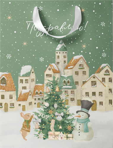 Пакет подарочный CITY HOME TRADE Christmas Woodland 41х31х10см, изображение