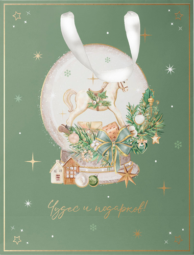Пакет подарочный CITY HOME TRADE Christmas Woodland 41х31х10см, крупный план